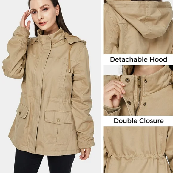 WenVen Women's Winter Thick Cotton Parka Jacket - Removable Hood Warm Coat